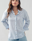 Work to Play Pinstriped Button Up Shirt