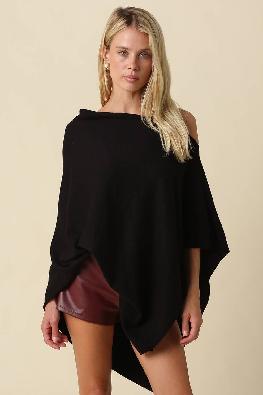 Claire Asymmetrical Knit Poncho