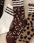 WOMAN ANIMAL LEOPARD HALF CREW THROWBACK SOCKS - sanitystyle