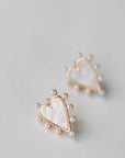 Pearl Studded Pink Tortoise Valentines Heart Earrings