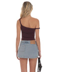 Lucy in the Sky Off Shoulder Twist Top in Wine