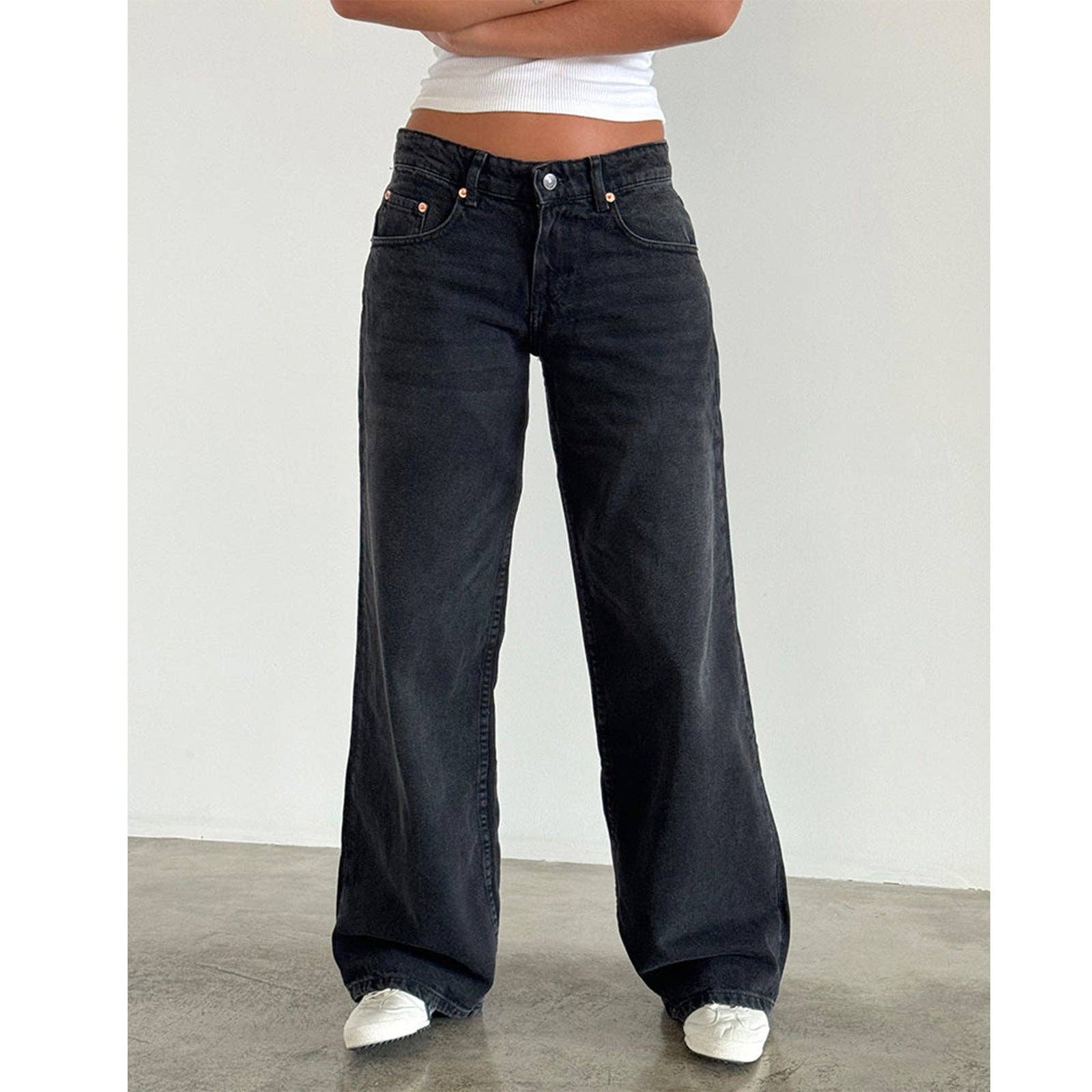 Vinnie Low Rise Wide Leg Denim Jeans