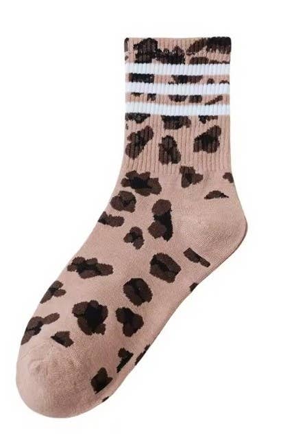 WOMAN ANIMAL LEOPARD HALF CREW THROWBACK SOCKS - sanitystyle