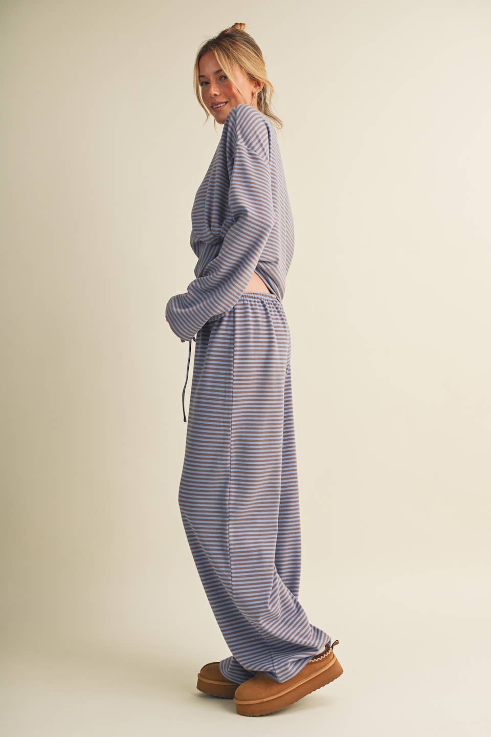 Striped Cotton Knit Oversized Top
