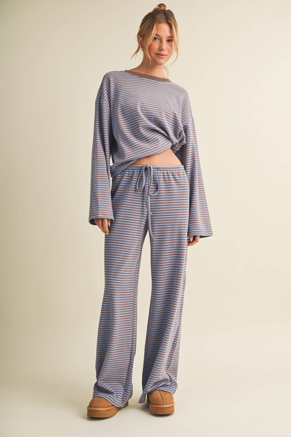 Striped Cotton Knit Oversized Top