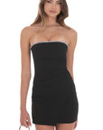 Lucy in the Sky Strapless Rhinestone  Dress in Black