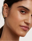 Double Huggie Hoop- TwoTone Steel earrings  18K Gold PVD