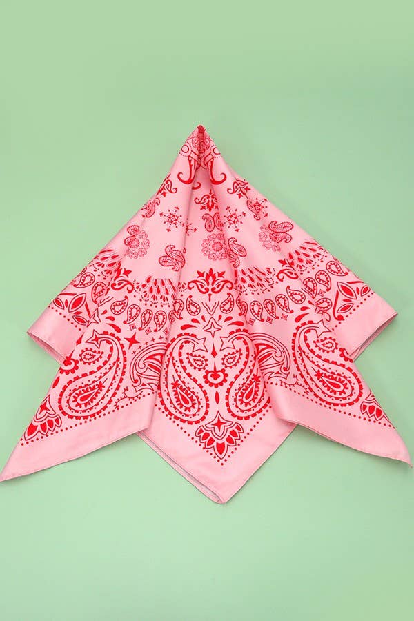 PAISLEY PINK SILKY FEEL BANDANA SCARF - sanitystyle