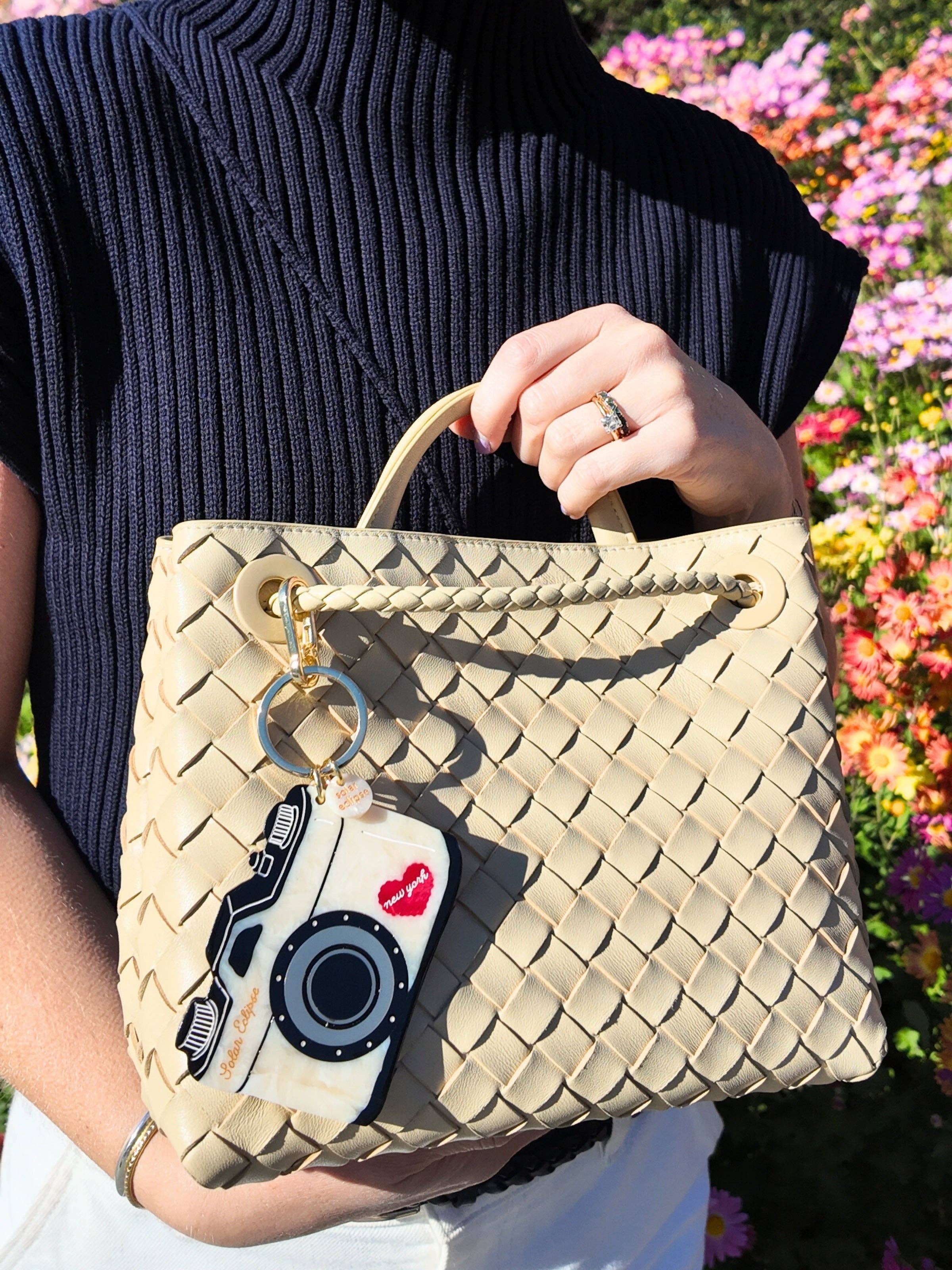 Hand-Painted NY Vintage Camera Bag Charm + Keychain | Eco-Friendly