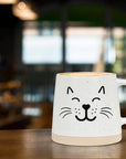 Wide Base Mug with Cat Face