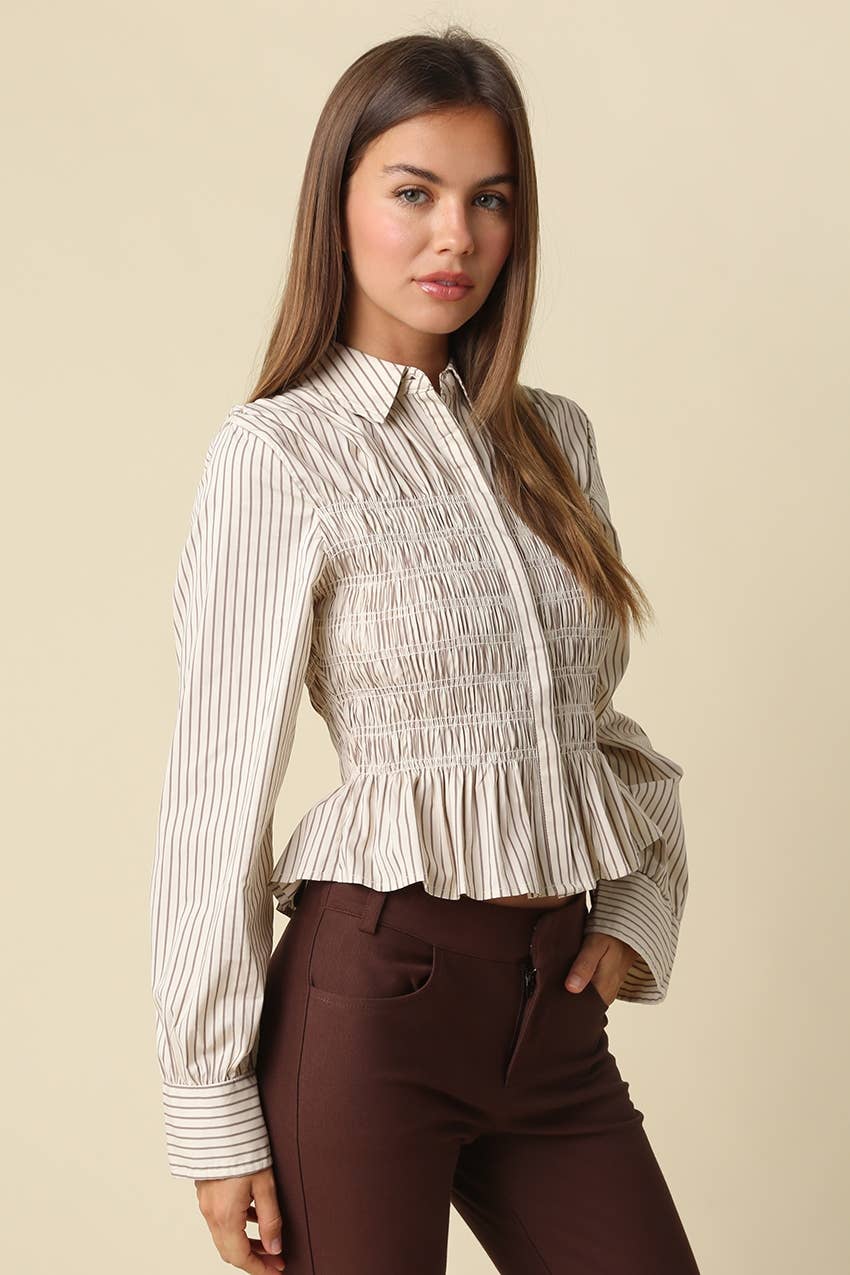 Nomi Smocked Peplum Shirt