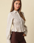 Nomi Smocked Peplum Shirt