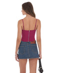 Lucy in the Sky Pointed Corset Top in Magenta
