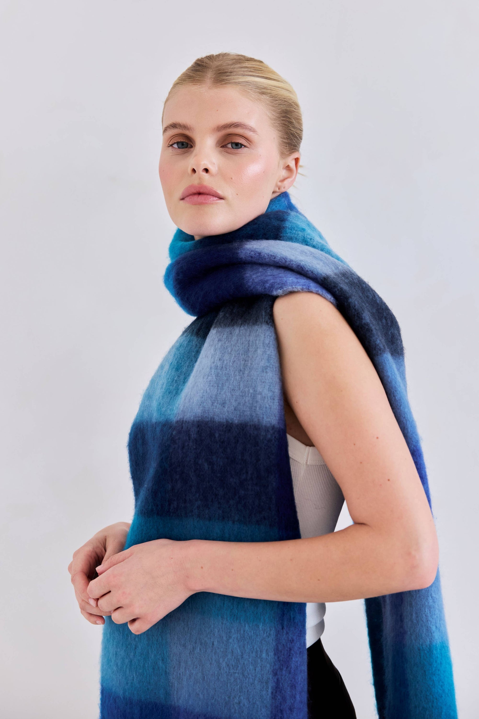The Reykjavik Scarf Blue Check