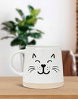Wide Base Mug with Cat Face
