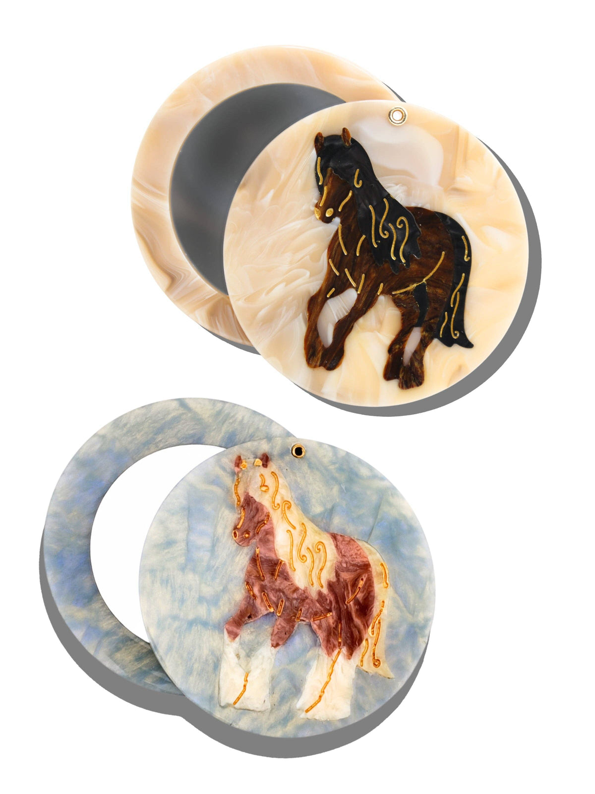 Hand-painted Horse Compact Mirror | Eco-Friendly
