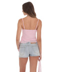 Lucy in the Sky Ruffle Tassel Top in Pink
