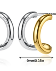 Double Huggie Hoop- TwoTone Steel earrings  18K Gold PVD