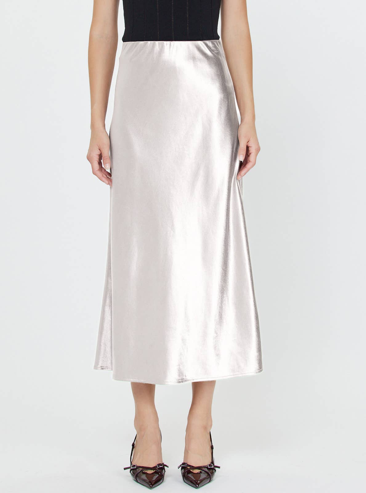 Satin Slip Midi Skirt