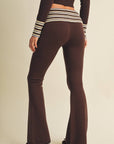 Striped Foldover Flare Knit Sweater Pants
