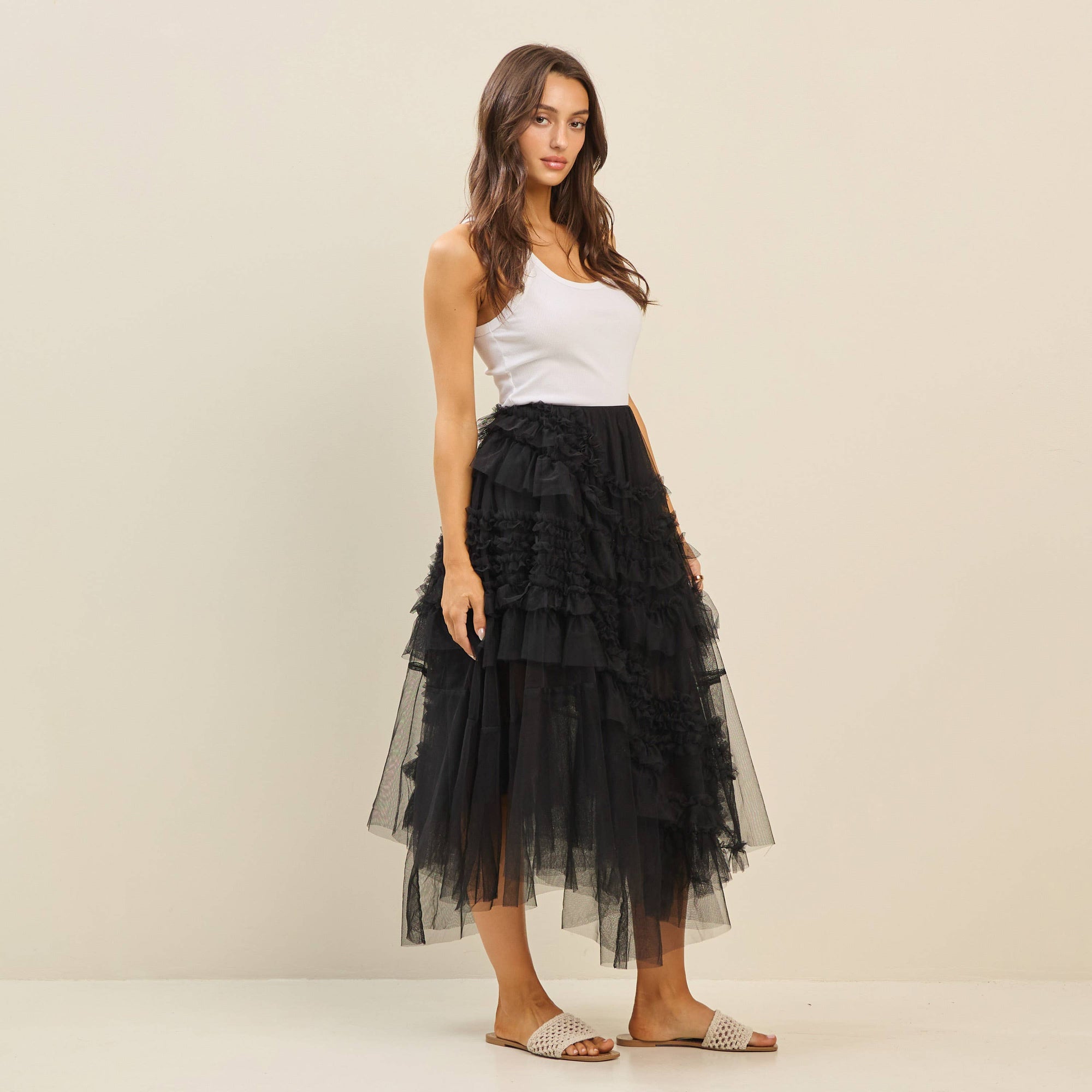 Solei Tiered Ruffle Tulle Skirt