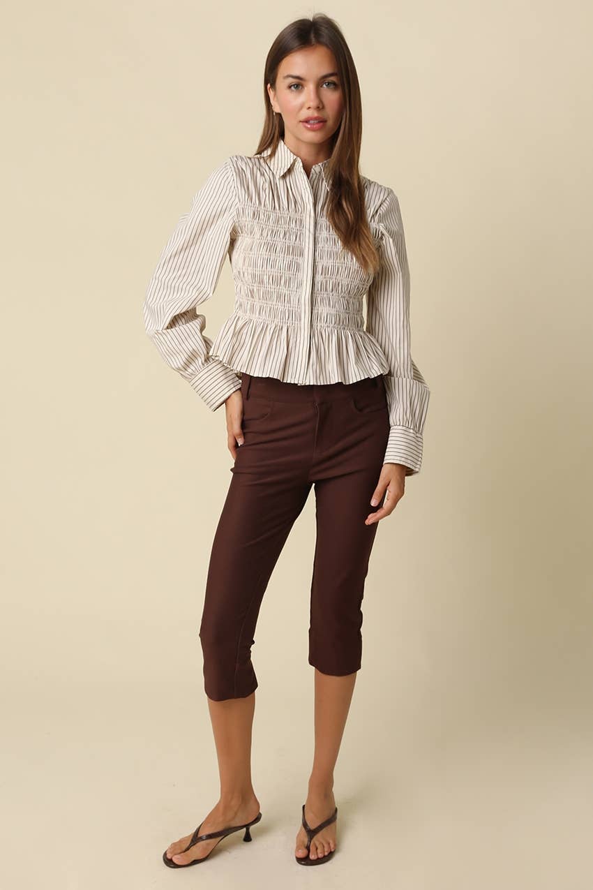 Nomi Smocked Peplum Shirt