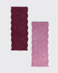 Wide Lace Elastic Headbands 2pc Set - Cherry Lacquer & Dusty Pink