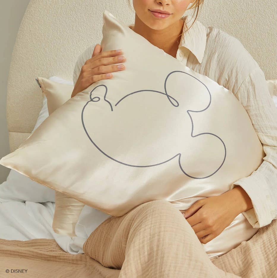 Kitsch & Mickey and Minnie Satin Pillowcase Mr. Mouse -Cream - sanitystyle