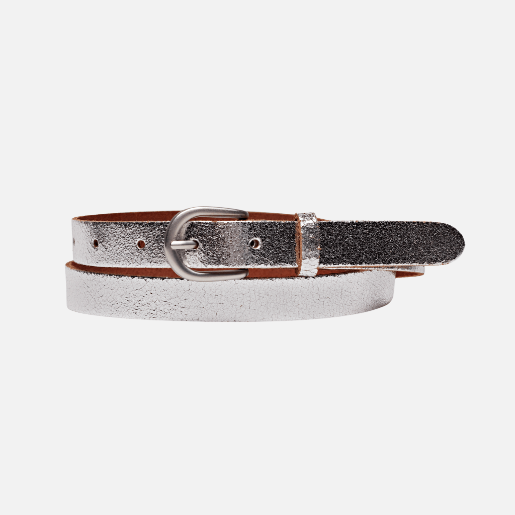 Eva | Metallic Skinny Fun Full Grain Leather Belt Women