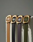 Stitched Clean Napa Leather Belt with Asymmetrical Buckle
