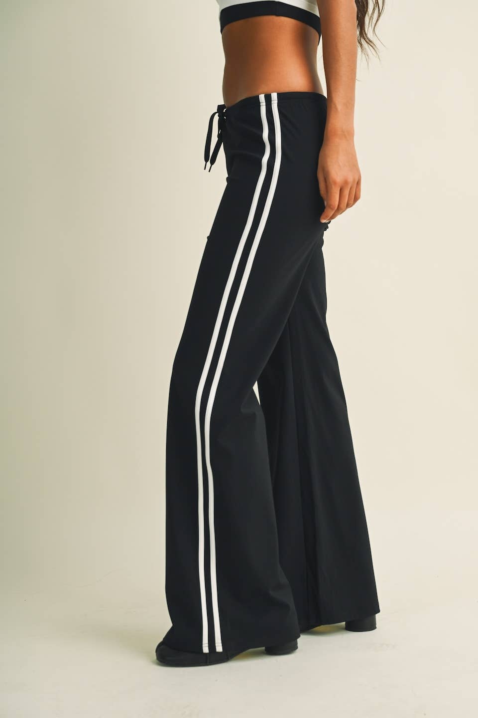 Side Stripe Low Waist Straight Leg Pants