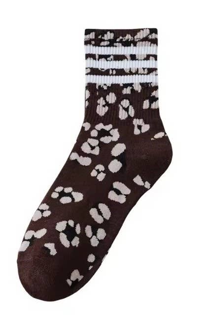 WOMAN ANIMAL LEOPARD HALF CREW THROWBACK SOCKS - sanitystyle