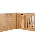 Acacia Wood Cheese Board with Knives Book Box