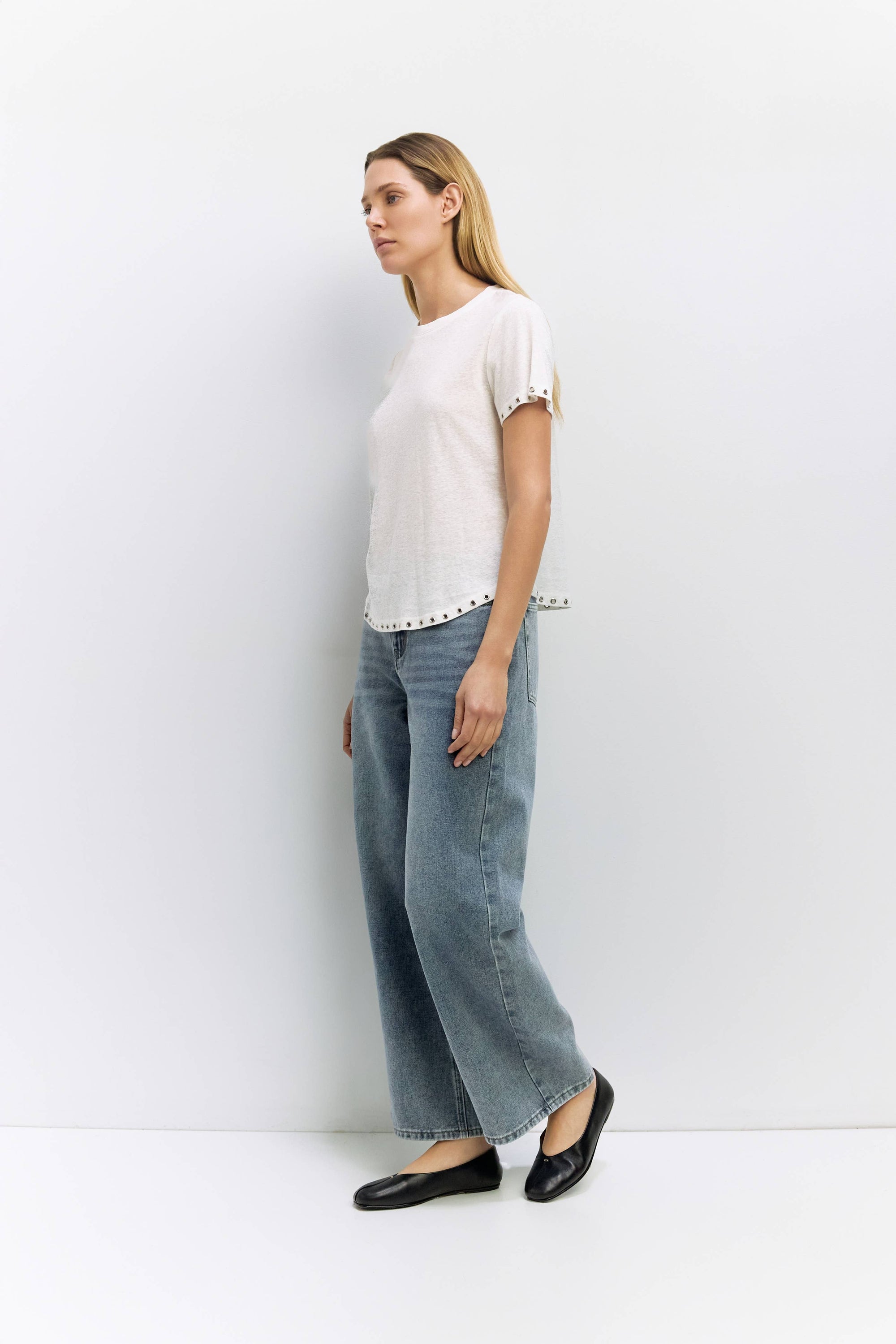 Zoey Rivet Top- Ivory