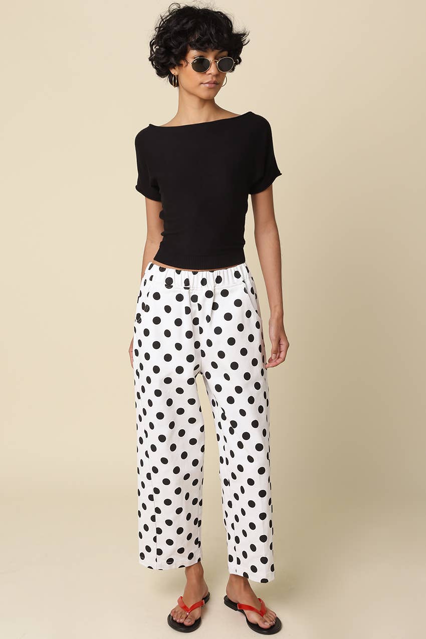 Carina Polka Dot Straight-Leg Pants