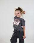 Distressed Rose Acid Wash T-shirt - TWEEN GIRLS