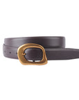 Stitched Clean Napa Leather Belt with Asymmetrical Buckle