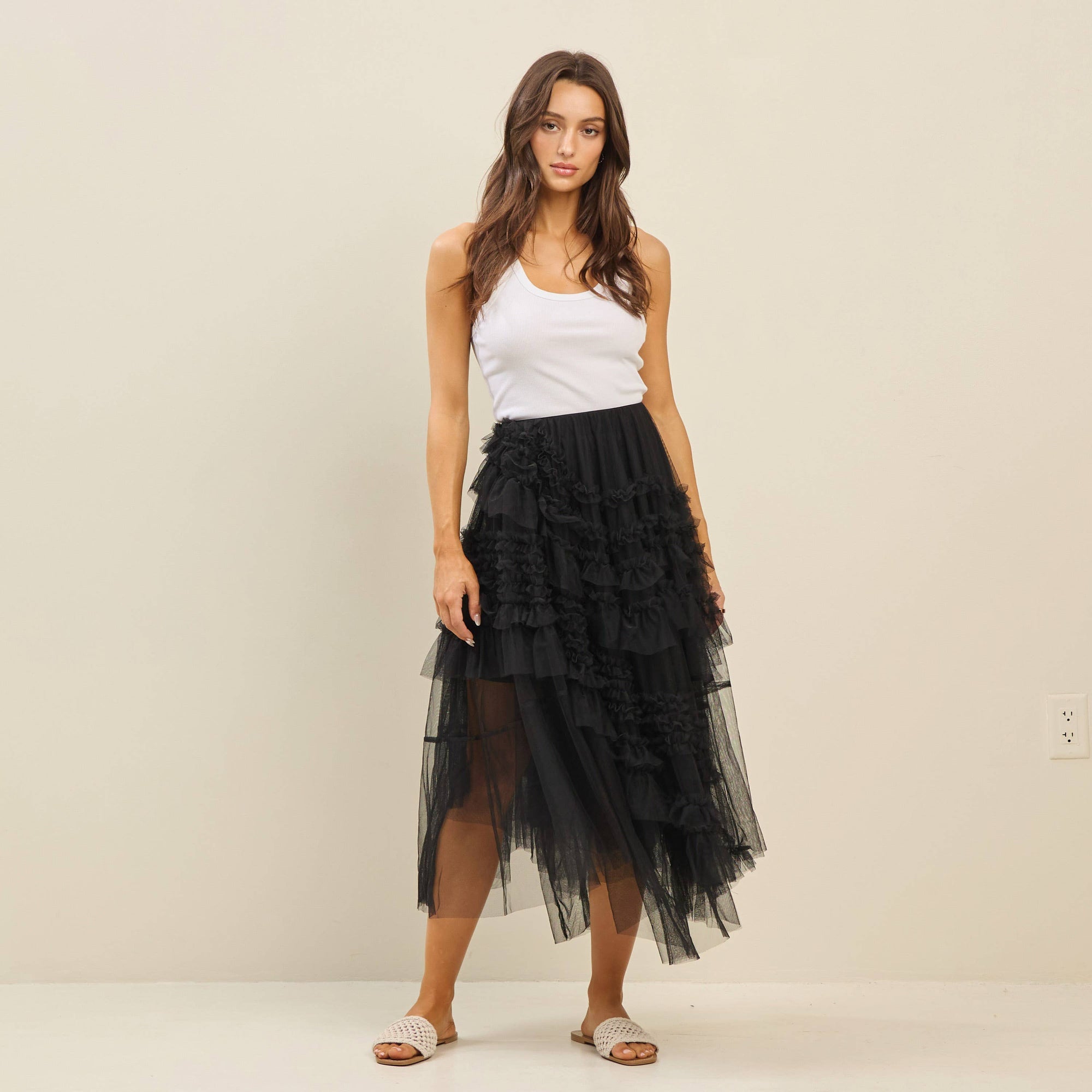 Solei Tiered Ruffle Tulle Skirt
