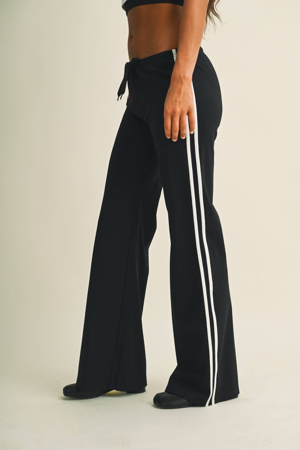 Side Stripe Low Waist Straight Leg Pants