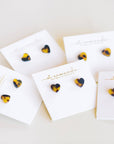 Brown Tortoise Heart Statement Stud Earrings