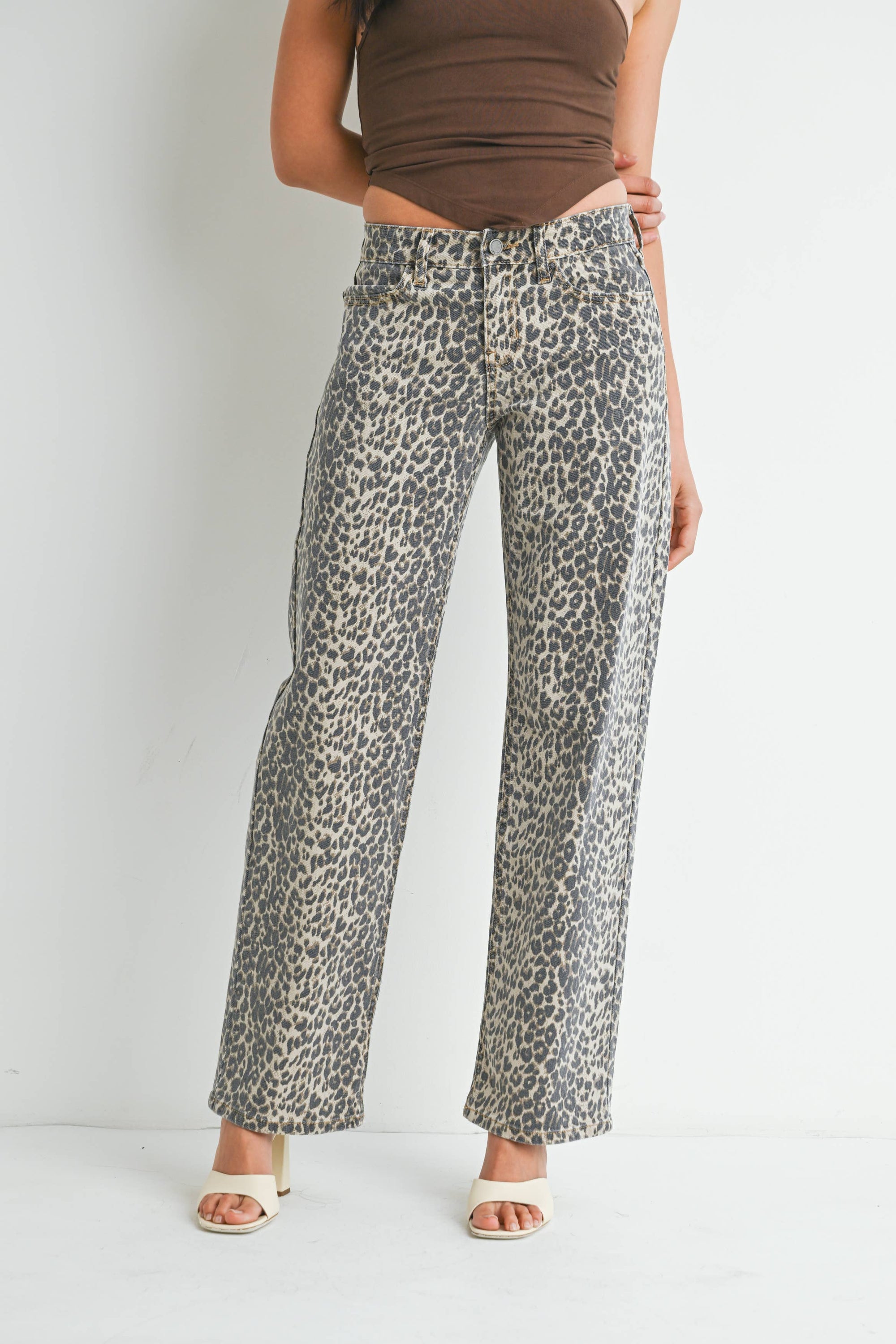 Lena Leopard Low Rise Relaxed Straight Leg