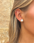 White Shell Flora Studs