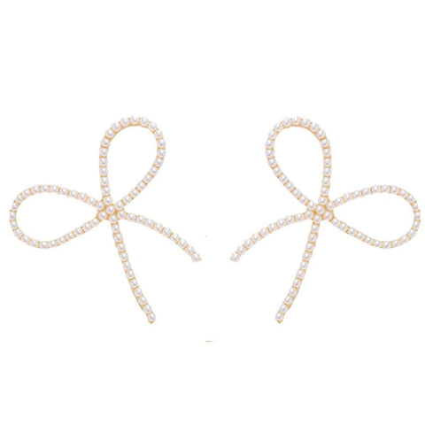 Pearl Statement Bow Earrings