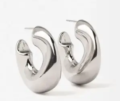 Wave-Puffy Hoop- Steel Earrings- 14K gold or Silver