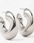 Wave-Puffy Hoop- Steel Earrings- 14K gold or Silver