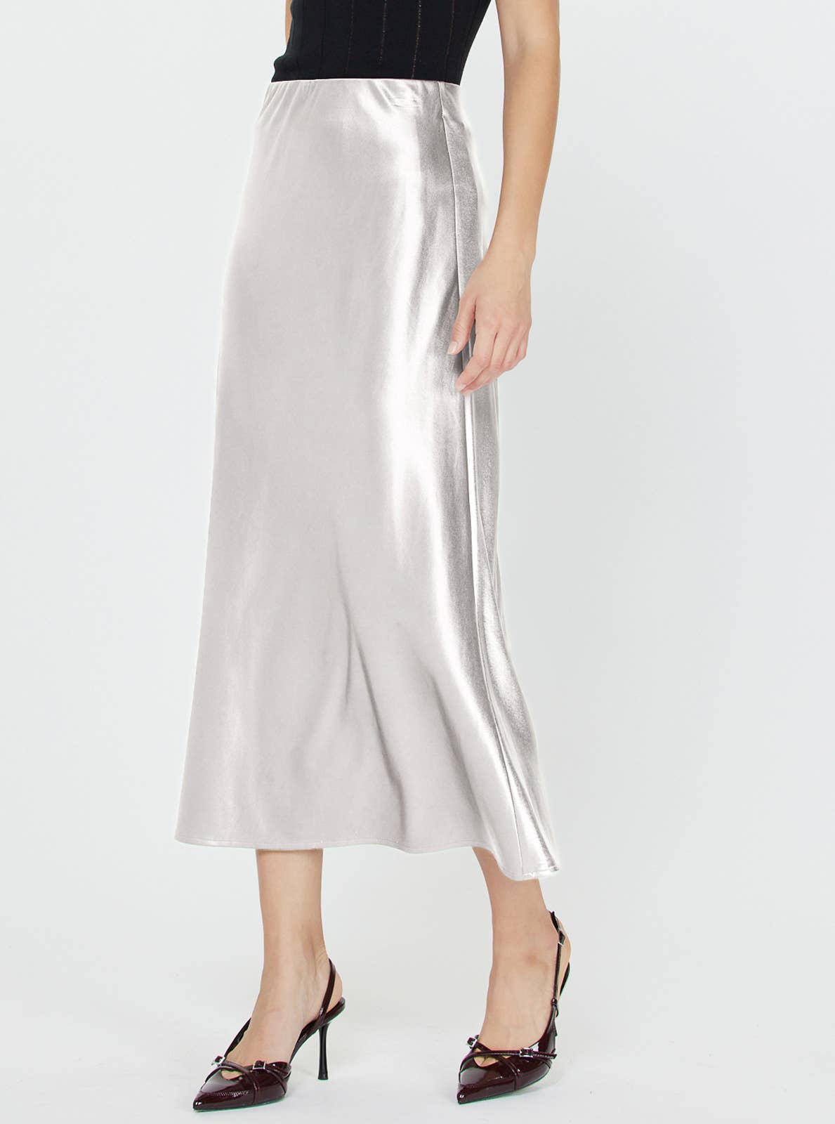 Satin Slip Midi Skirt