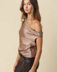 Diana Draped One-Shoulder Satin Top