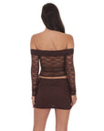 Off Shoulder Ruched Top in Brown