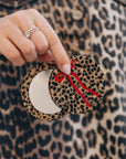 Hand-painted Leopard Bow Compact Mirror | Eco-Friendly