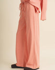 Striped Cotton Knit Wide Leg Pants